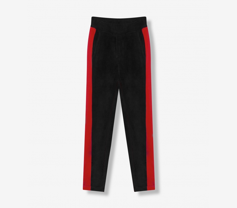 Broek ALIX The Label Velvet Pant Black Red Zwart Rood