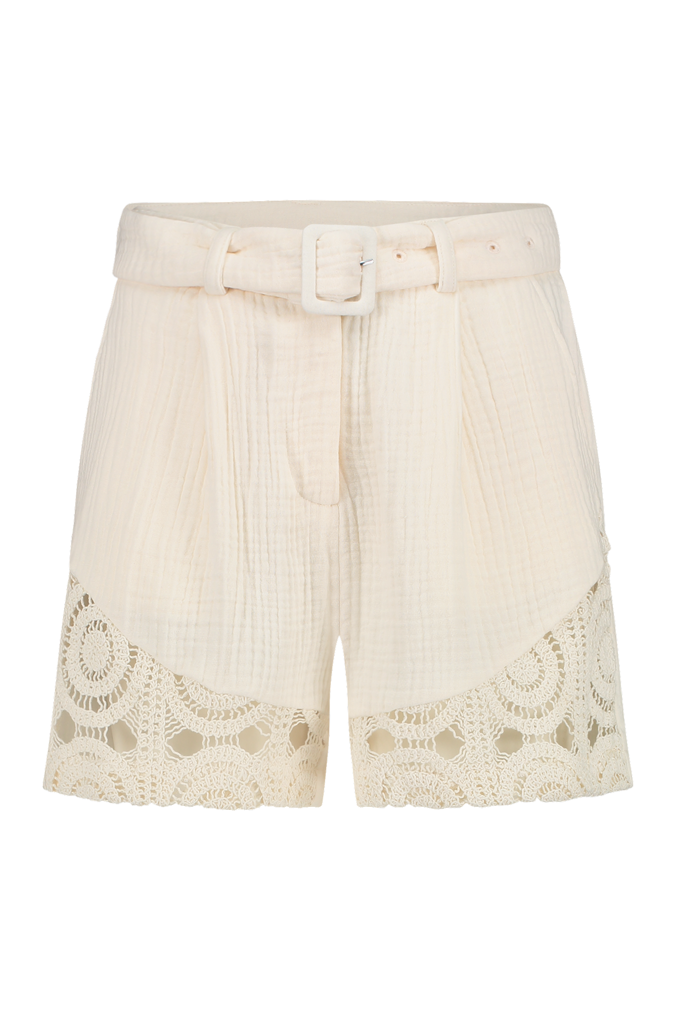 Freebird Broek Short Josya Crochet Wafelstof Broekje Offwhite