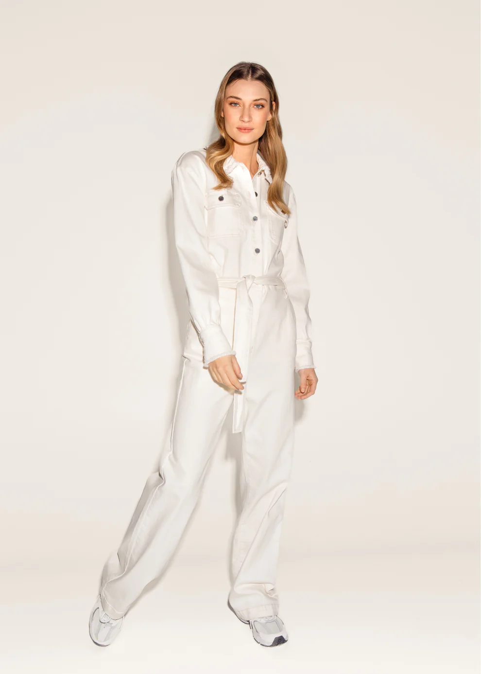 Freebird Icons Jumpsuit Armell Fringe Demin Jumpsuit Off White