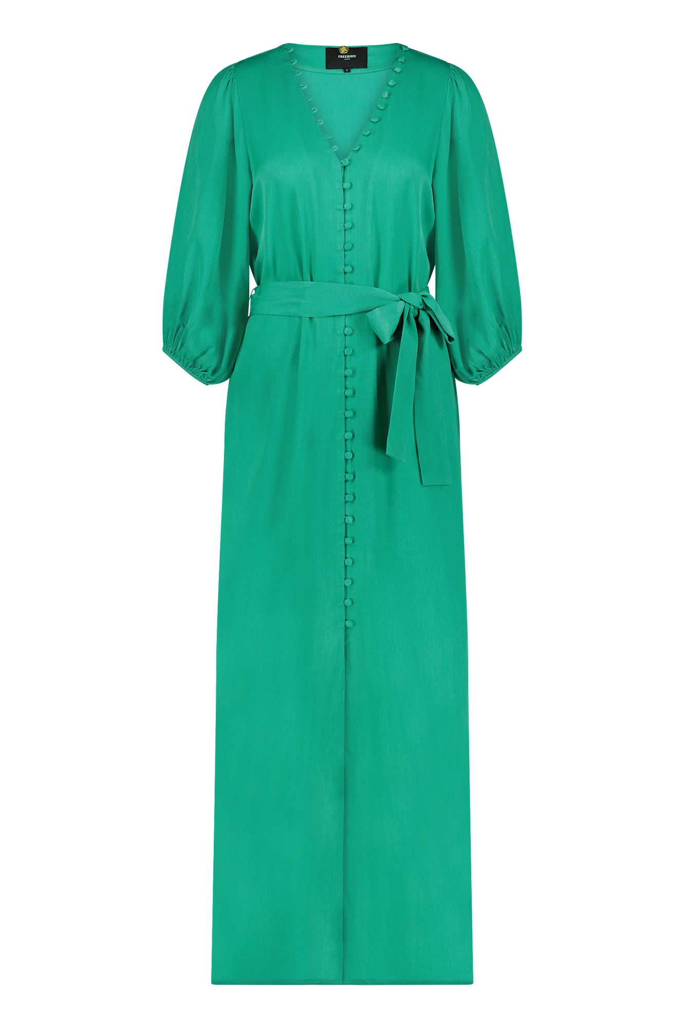 Freebird Jurk LEORA Satin Dress Light Green ZeeGroen