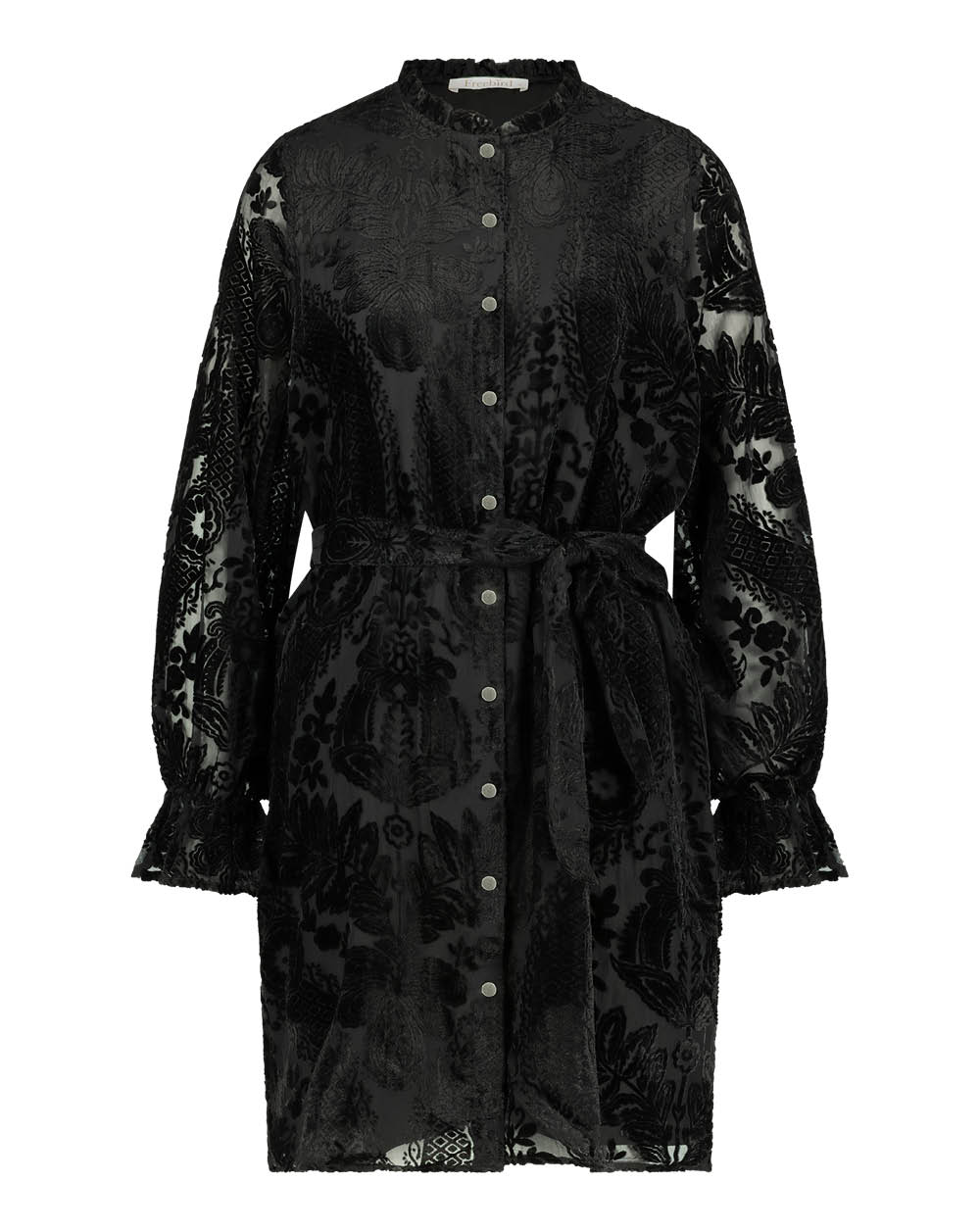 Freebird Jurk Akkie Velvet Burn Black Zwart