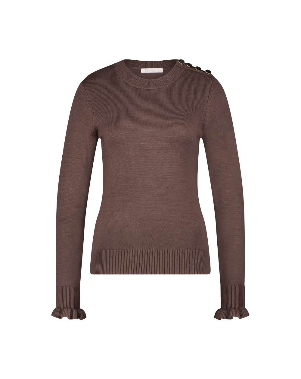 Freebird Top Milo Trumpet Knit Viscose Brown Bruin