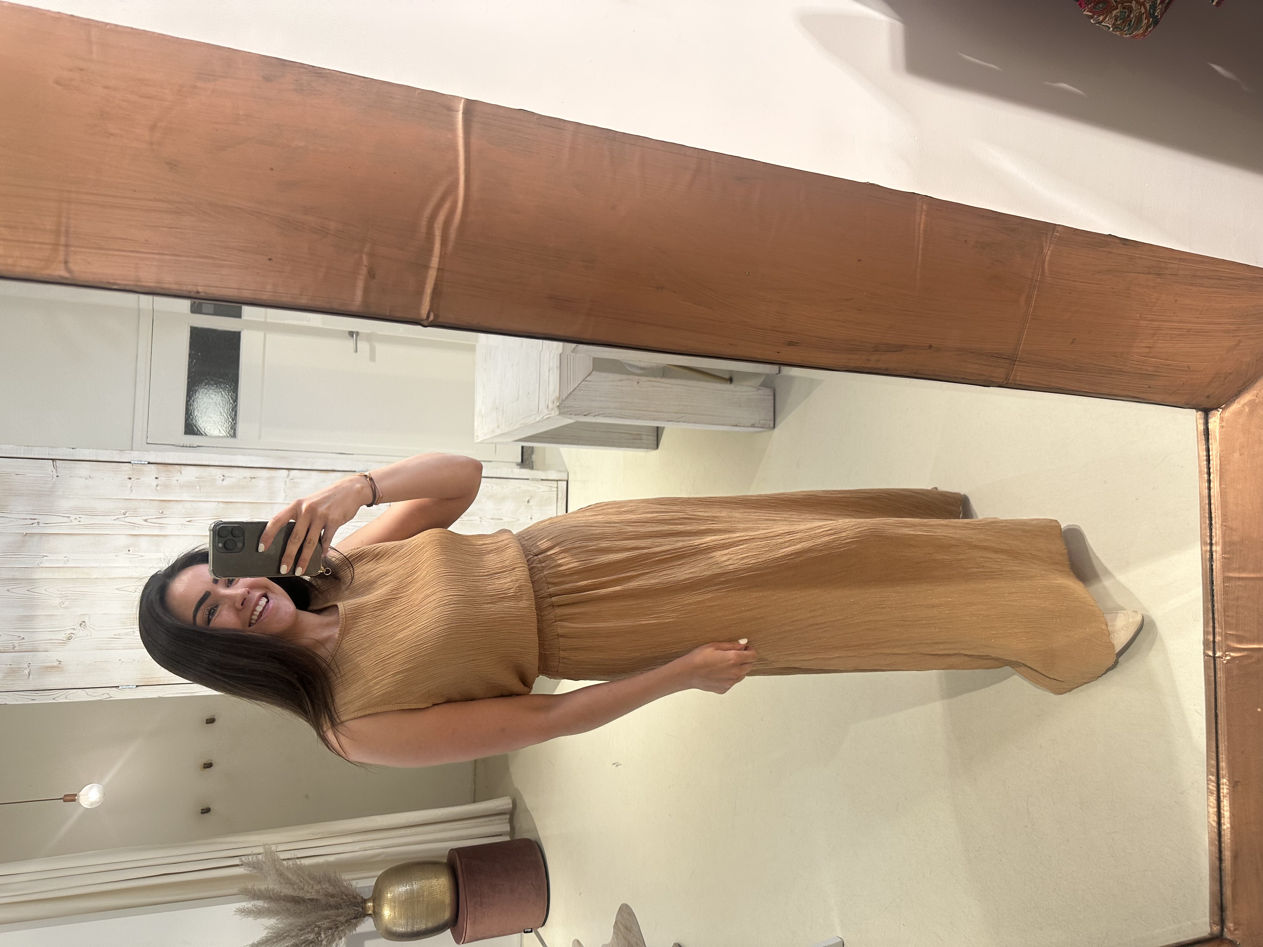 Lurex Set Rok en Top Kobalt Camel
