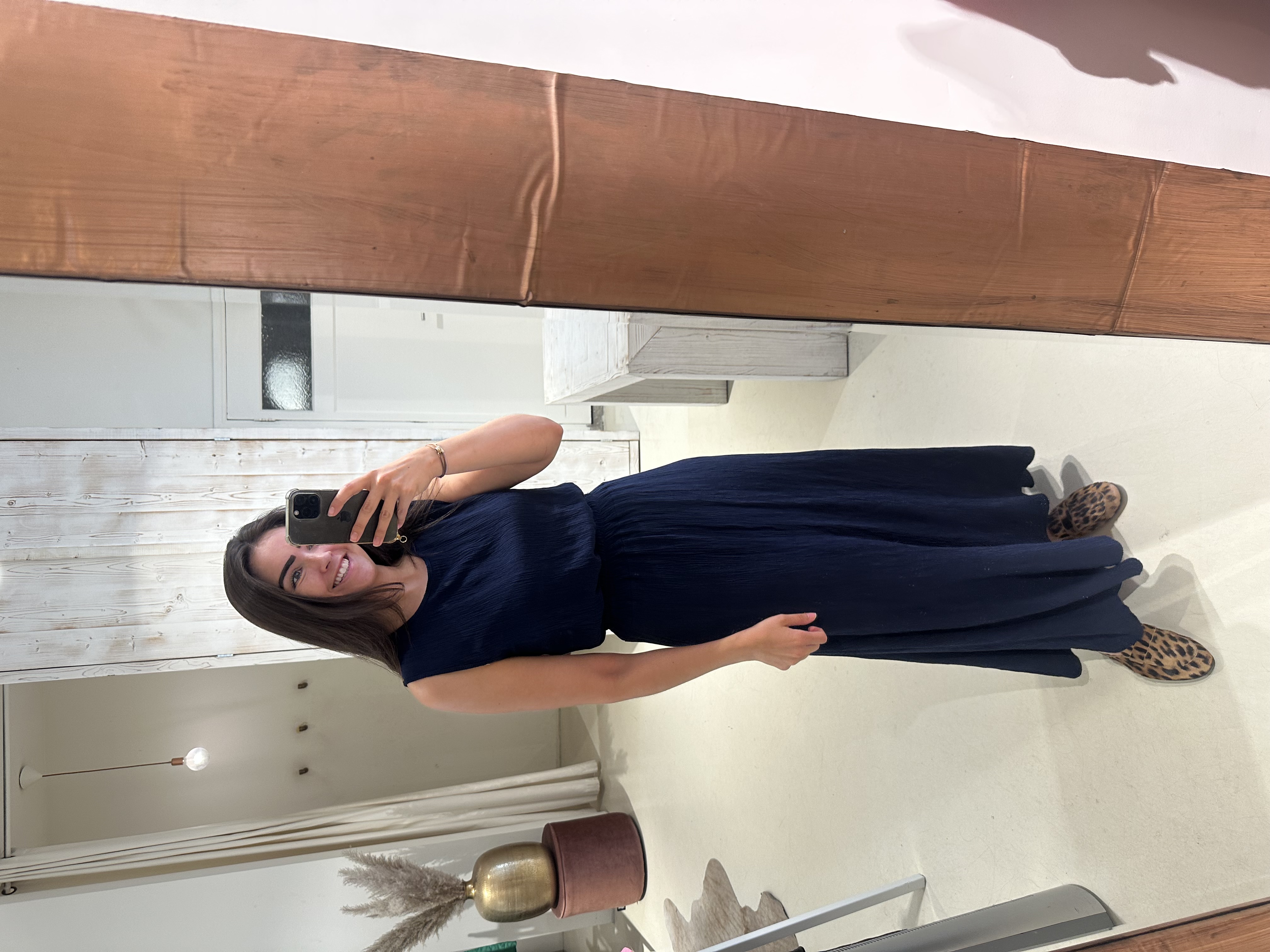 Lurex Set Rok en Top Crinkle Donker Blauw