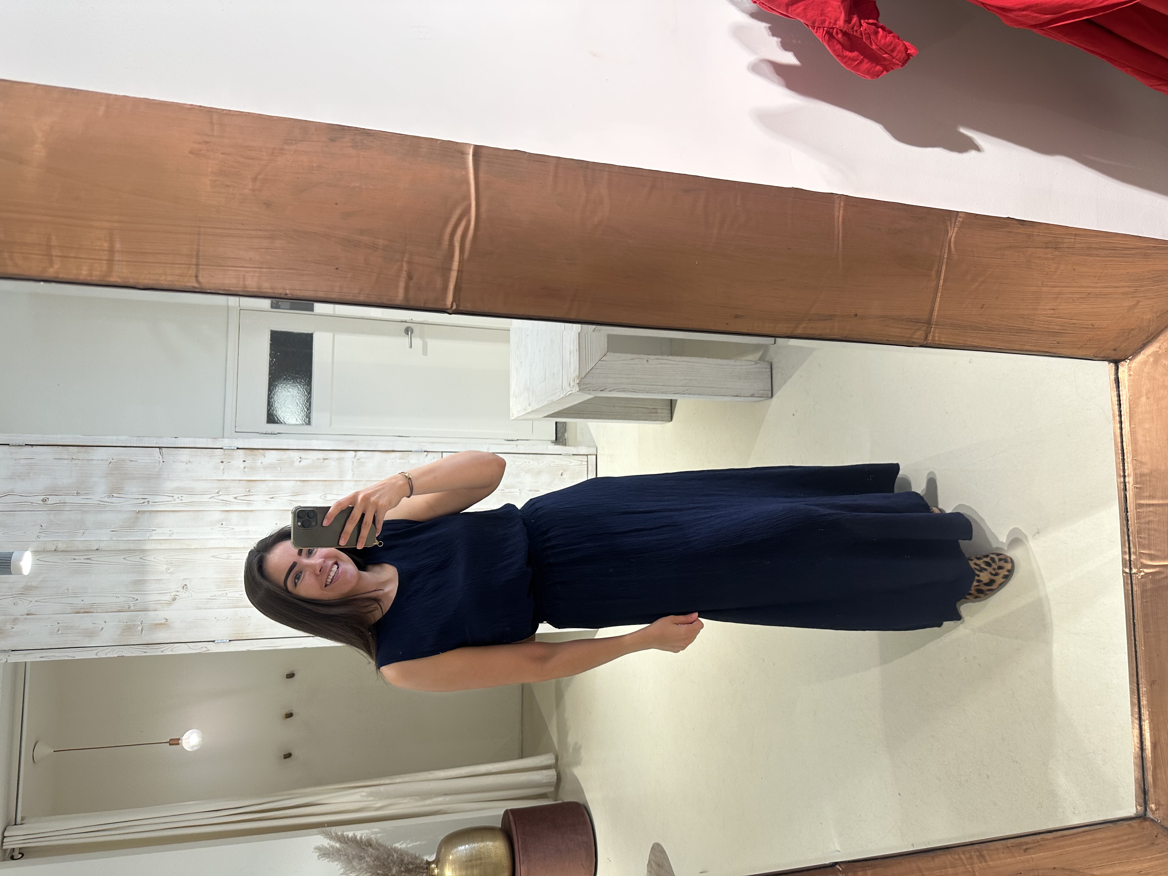 Lurex Set Rok en Top Crinkle Donker Blauw
