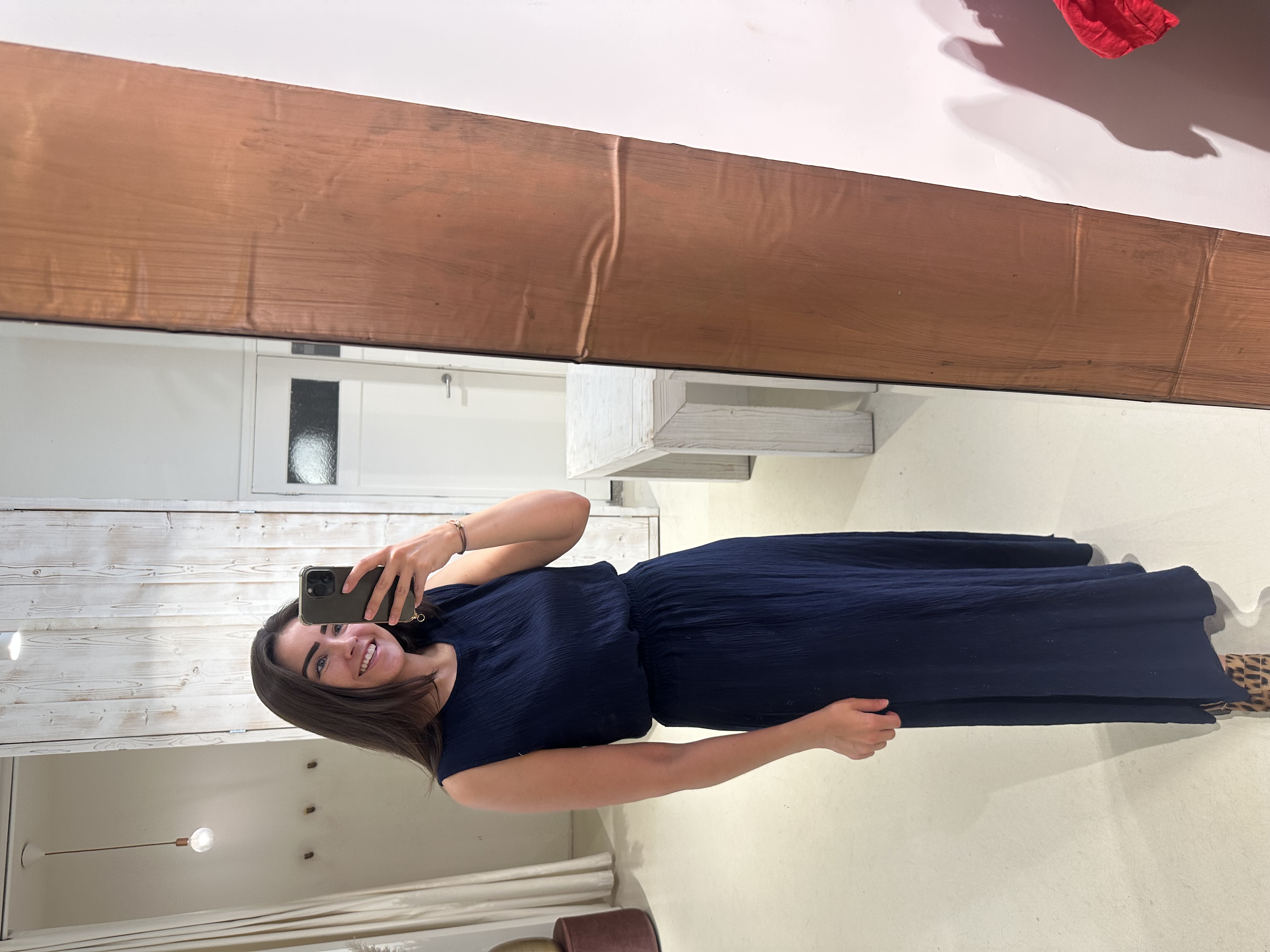 Lurex Set Rok en Top Crinkle Donker Blauw