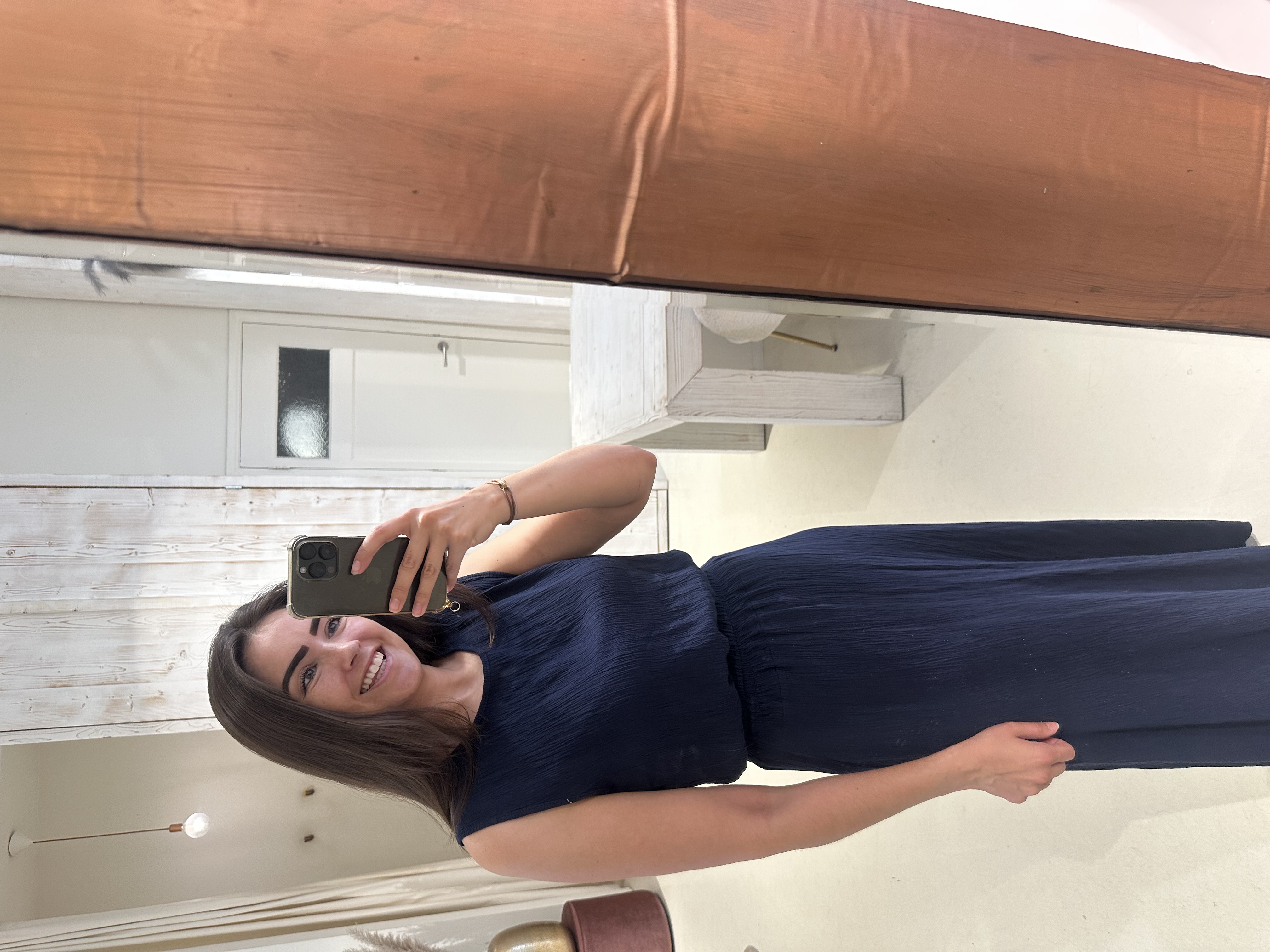 Lurex Set Rok en Top Crinkle Donker Blauw