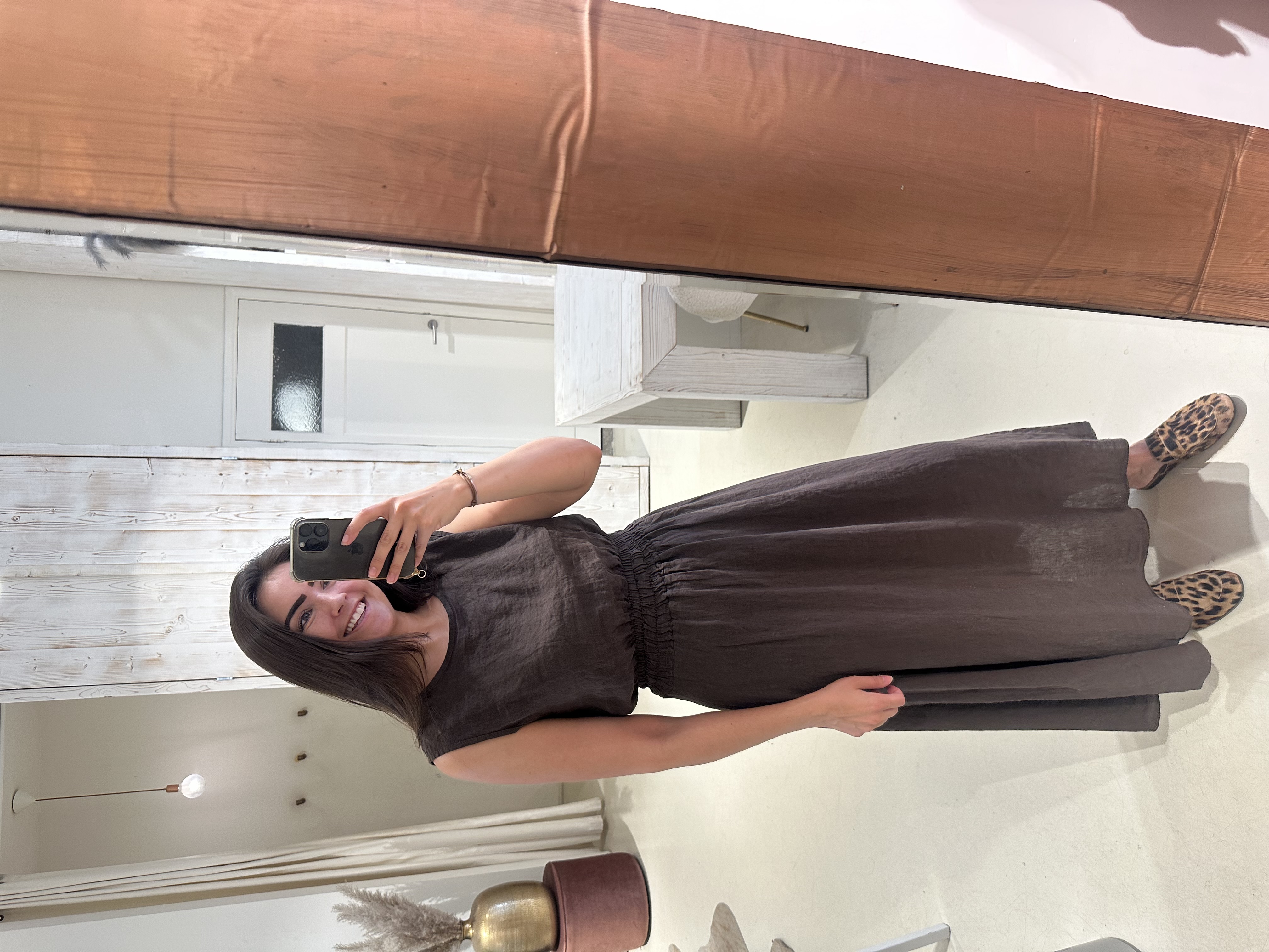 Linnen Set Rok en Top Bruin