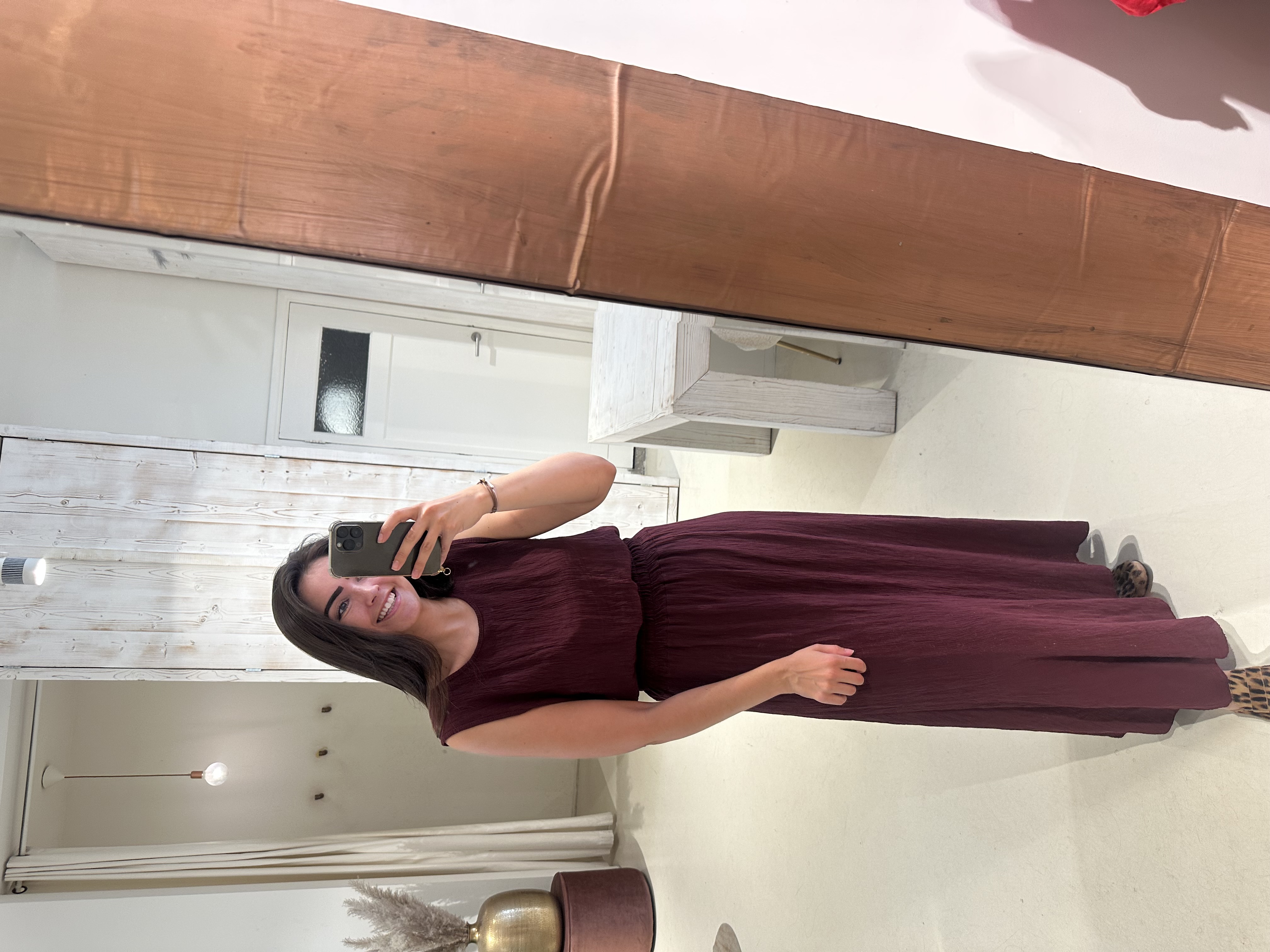 Lurex Set Rok en Top Crinkle Bordeaux