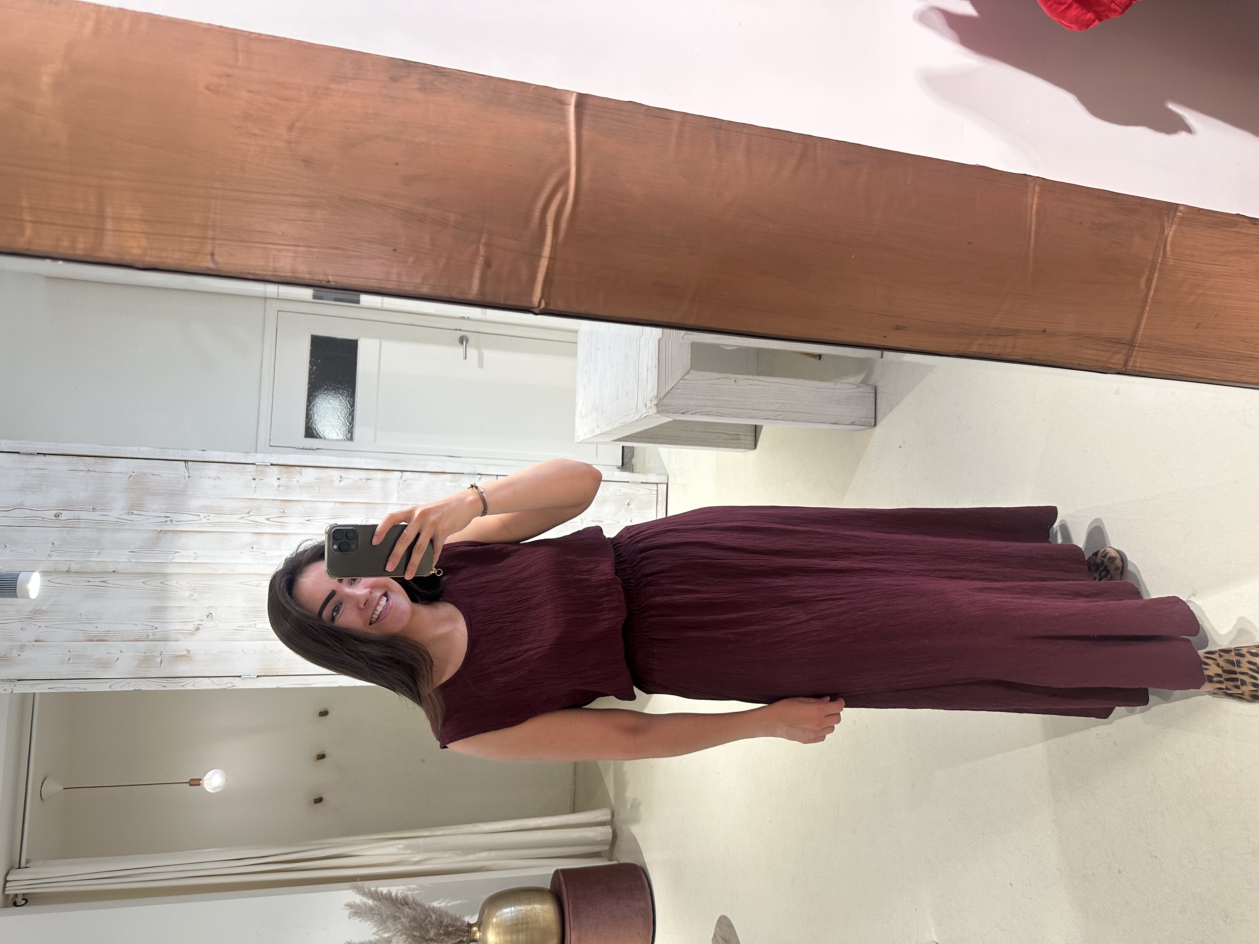Lurex Set Rok en Top Crinkle Bordeaux