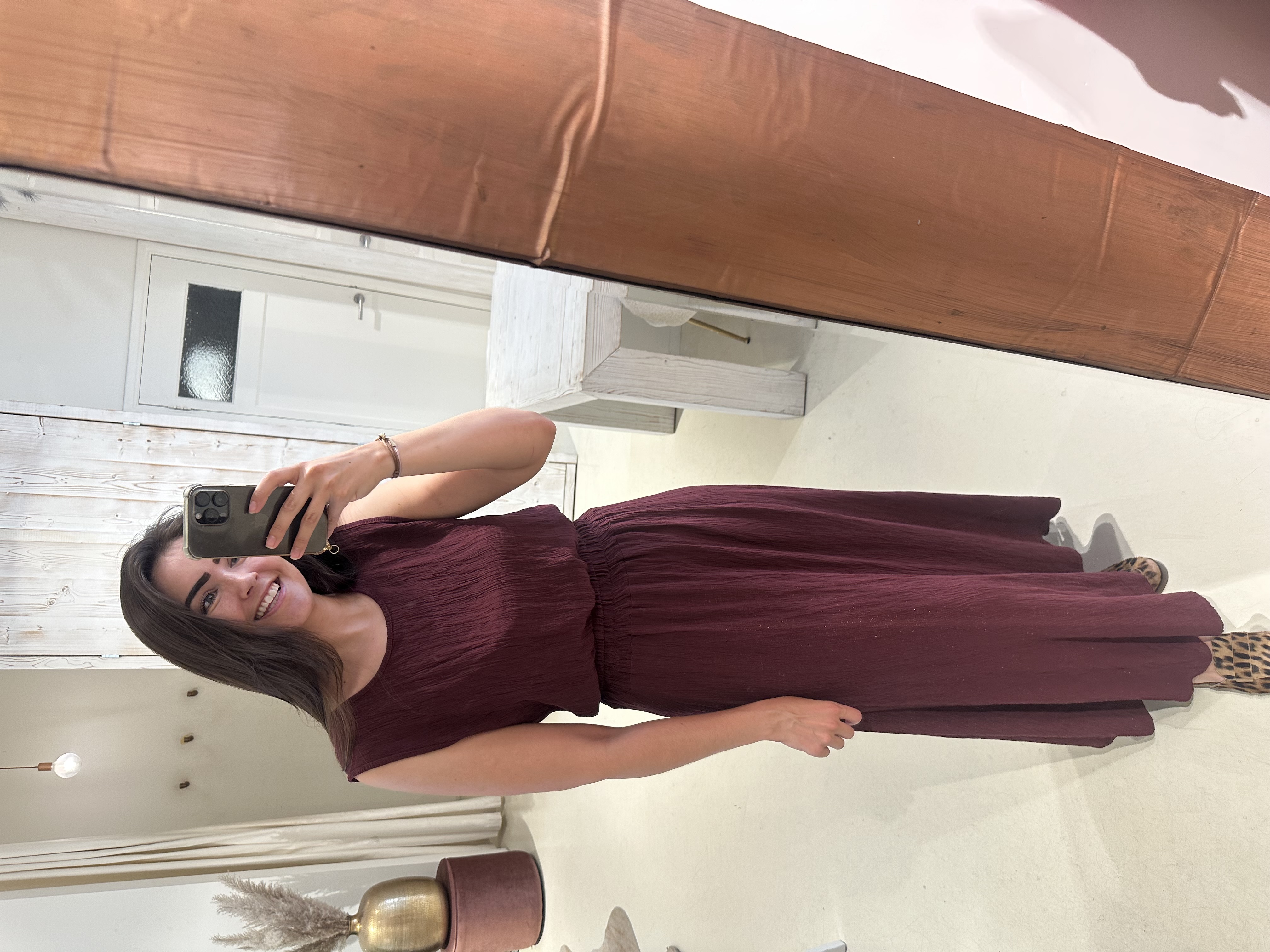 Lurex Set Rok en Top Crinkle Bordeaux