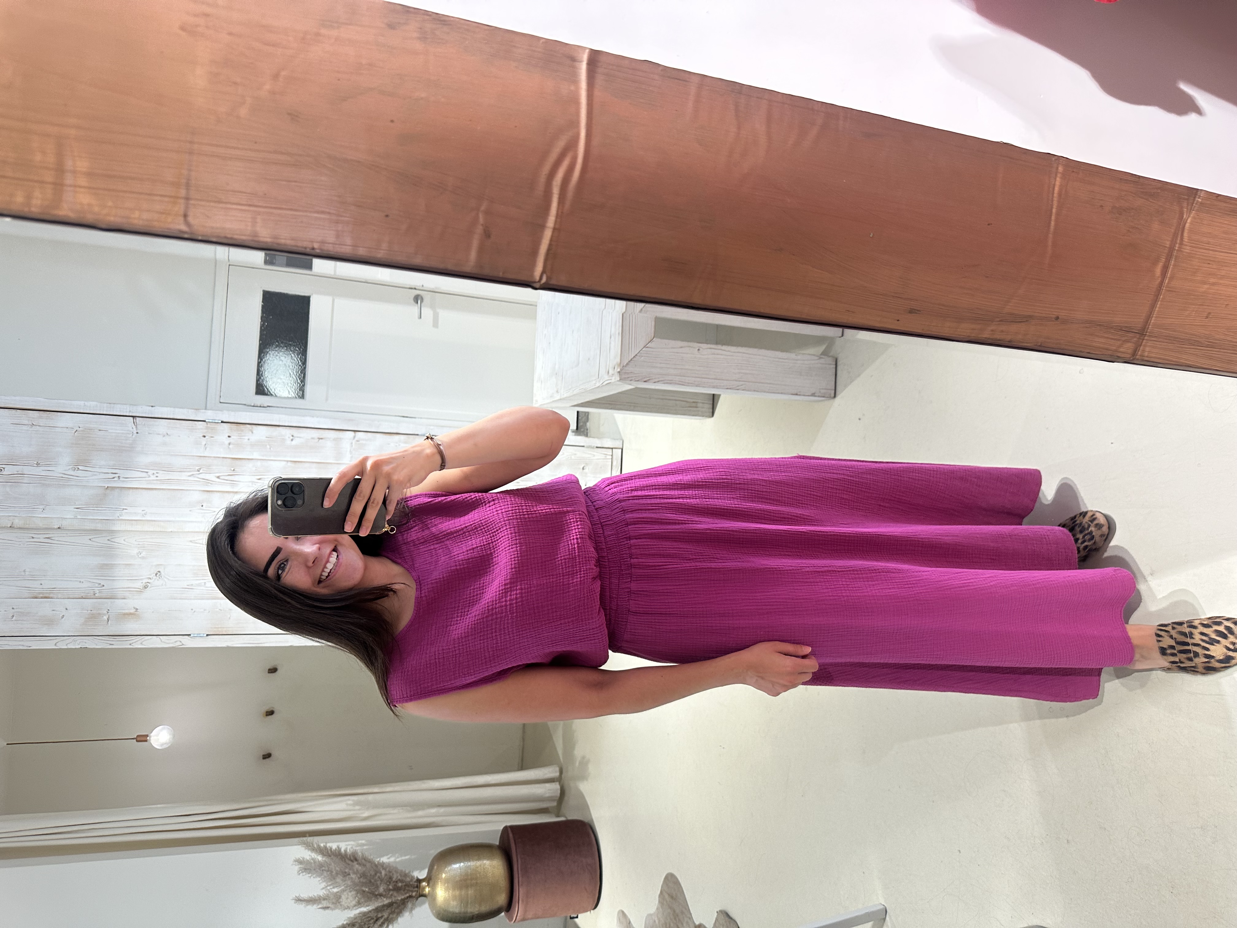 Set Rok en Top Wafel Fuschia Roze