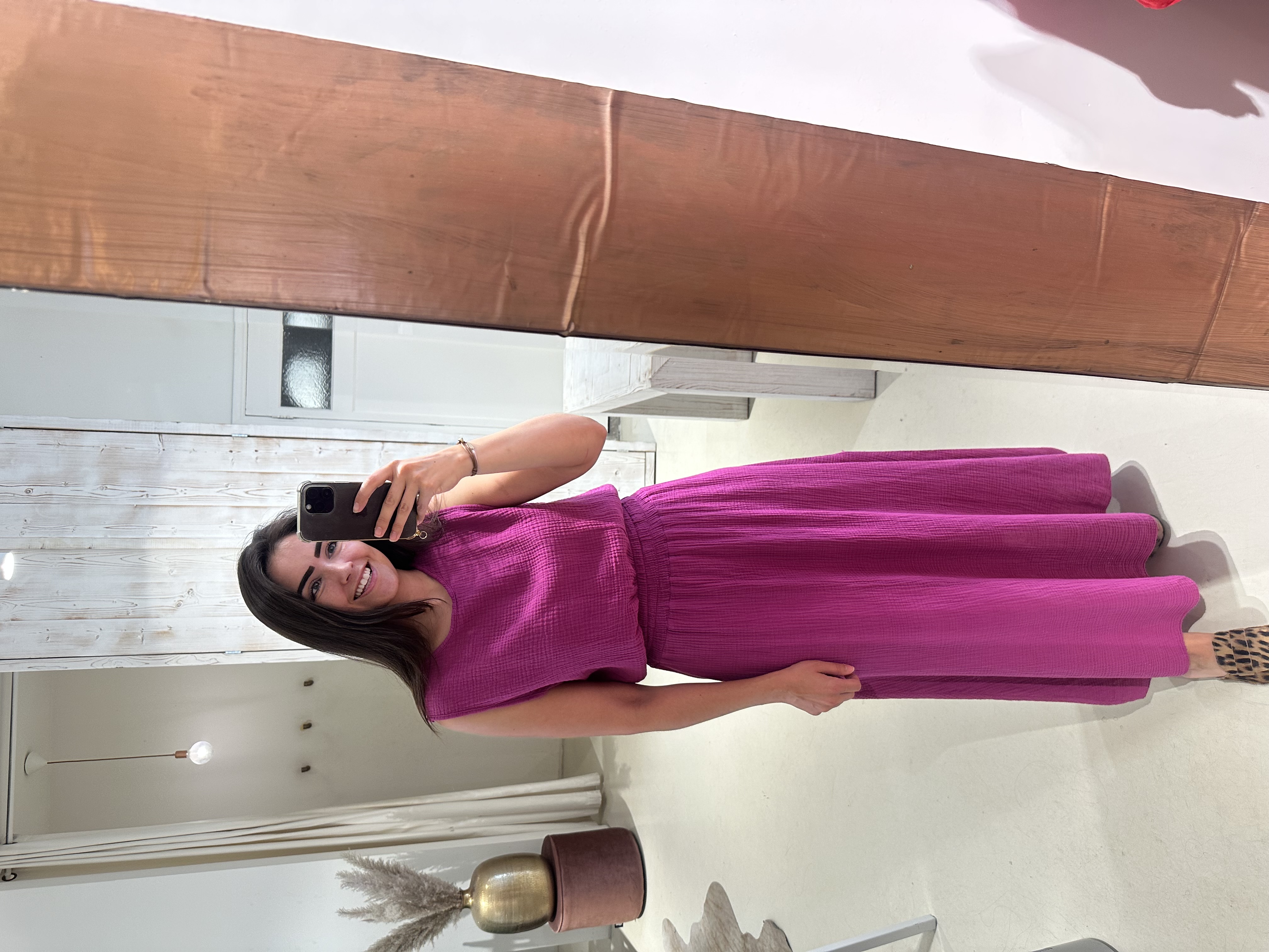 Set Rok en Top Wafel Fuschia Roze