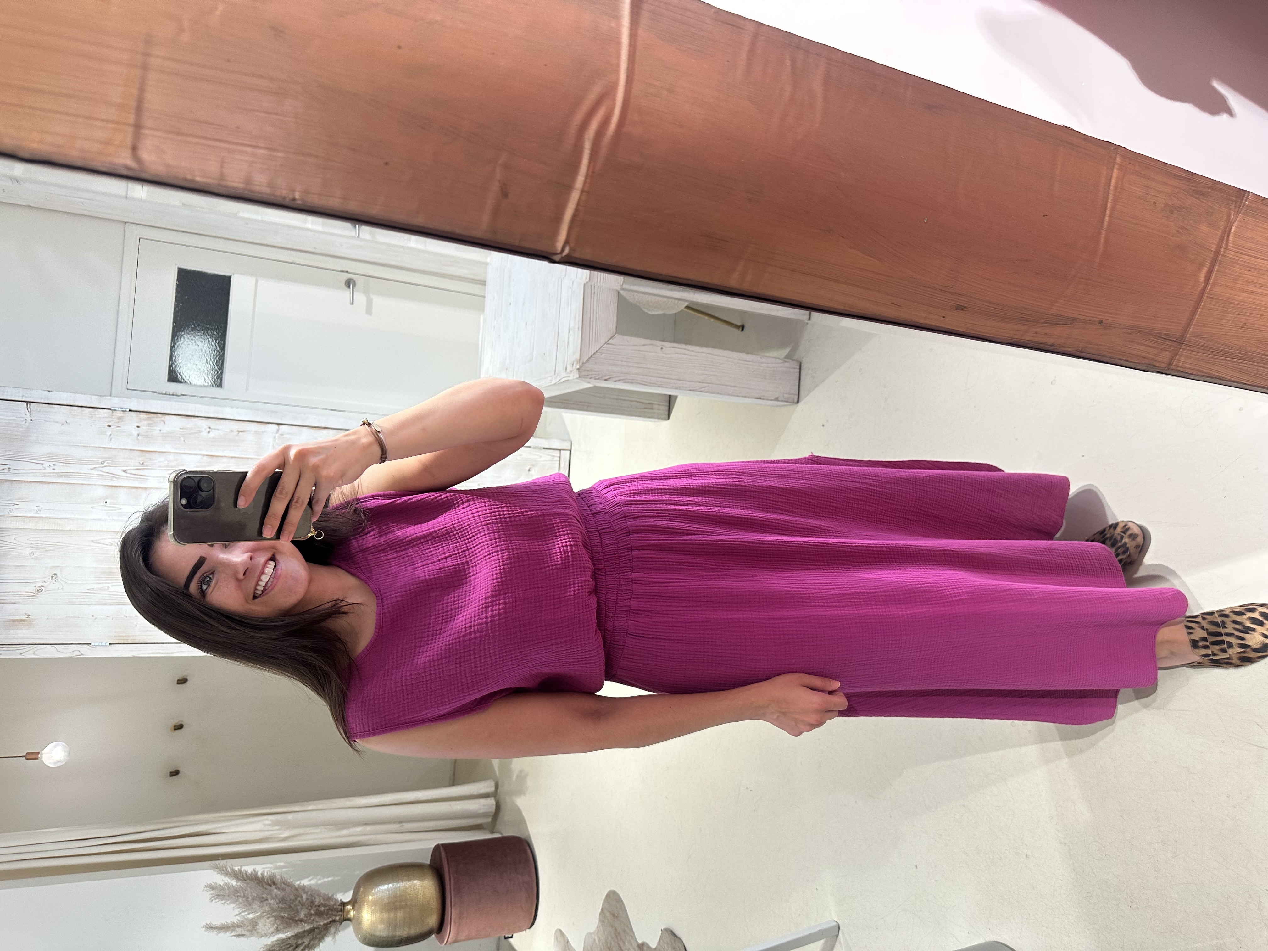 Set Rok en Top Wafel Fuschia Roze
