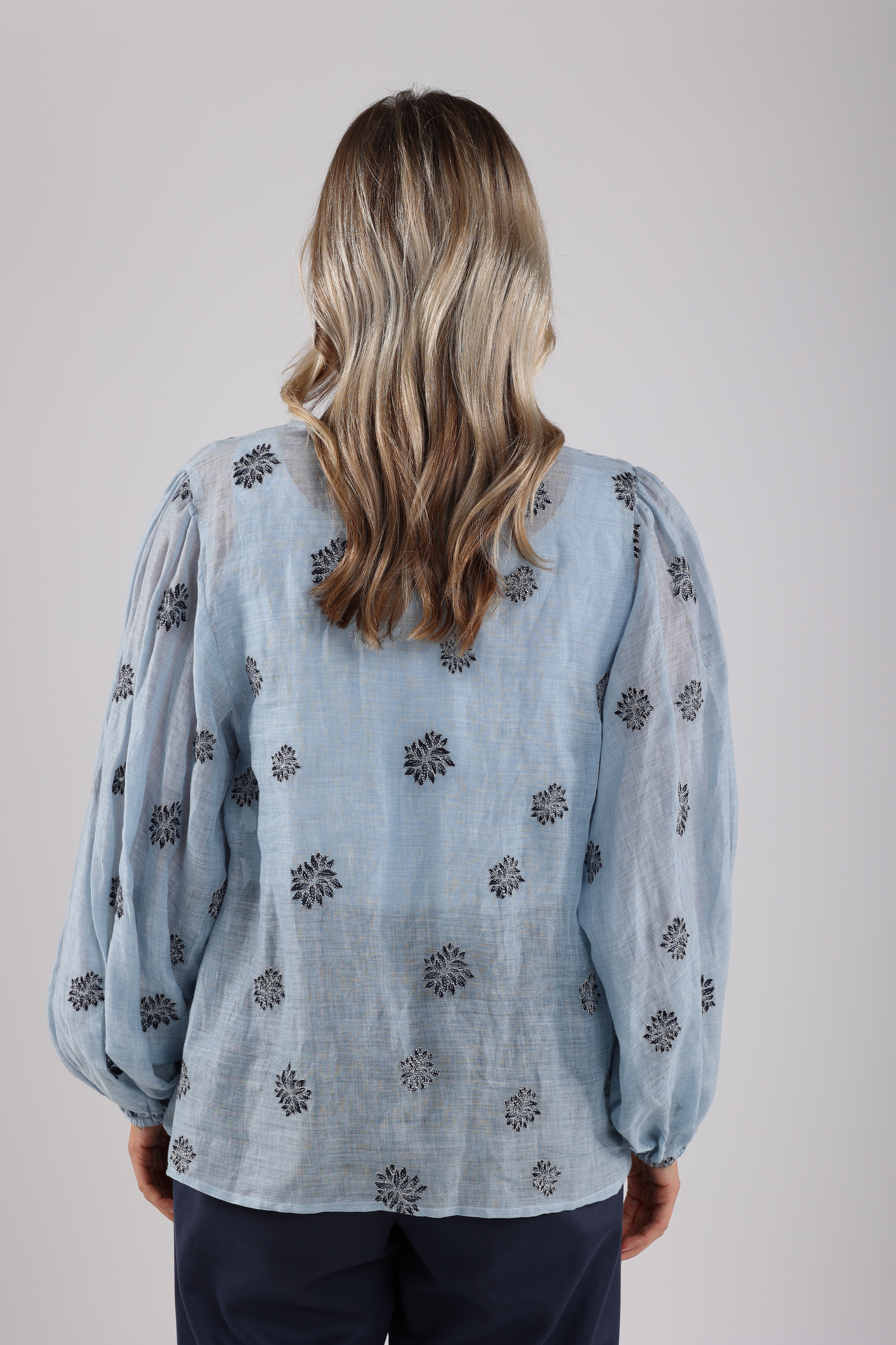 NUKUS Kaoutar Blouse Embroidery | Sky Blue