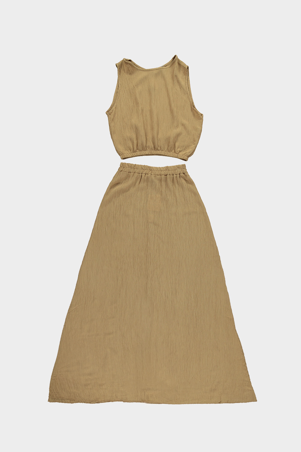 Lurex Set Rok en Top Kobalt Camel