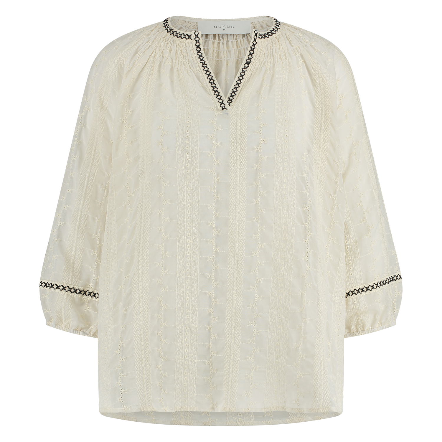 NUKUS Summer Blouse Embroidery Off White