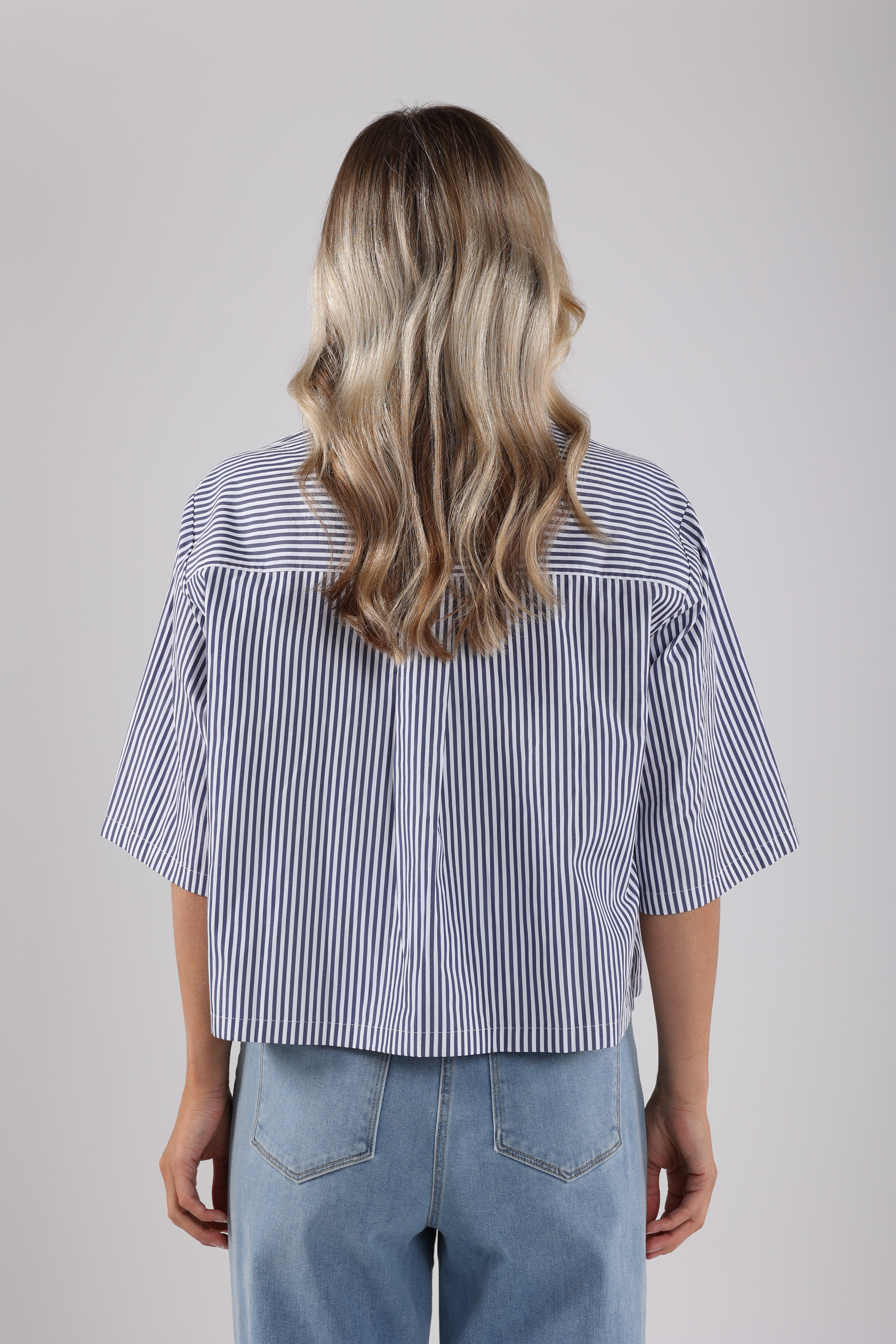NUKUS Isa blouse Streep Donker Blauw  Stripe Navy Off White