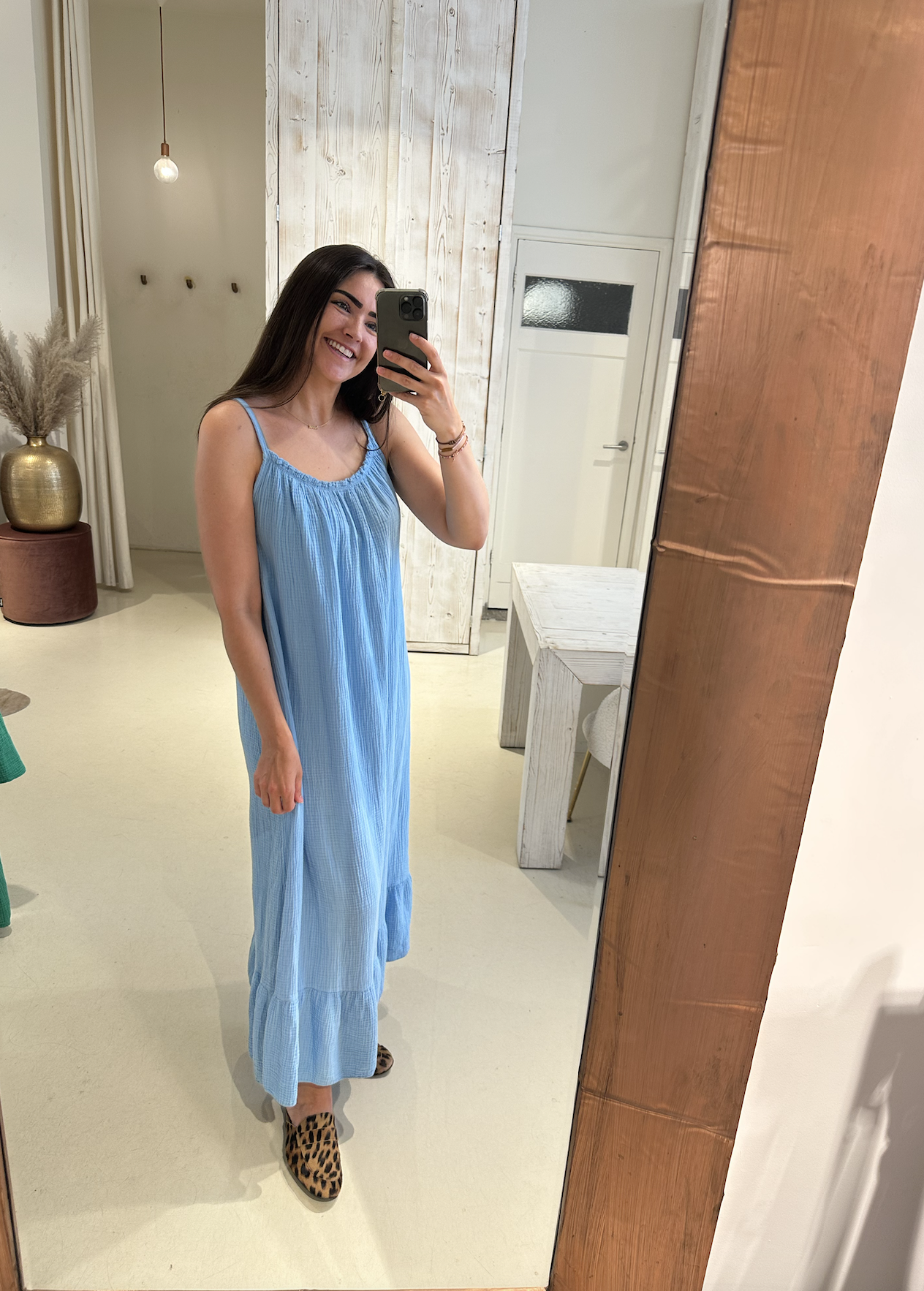Maxi Jurk Wafel Blauw 