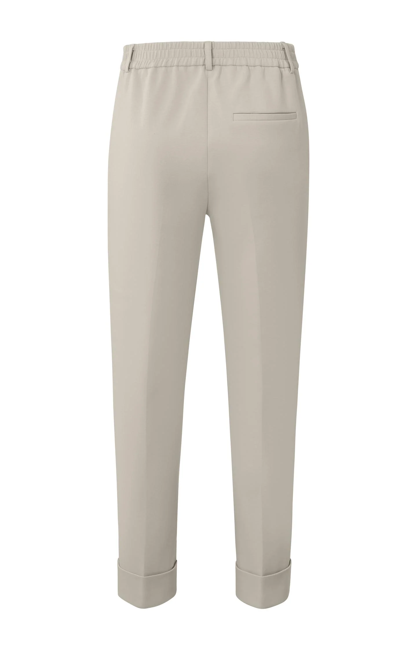 YAYA Scuba broek met rechte pijp, elastische taille zakken - Silver Lining Beige