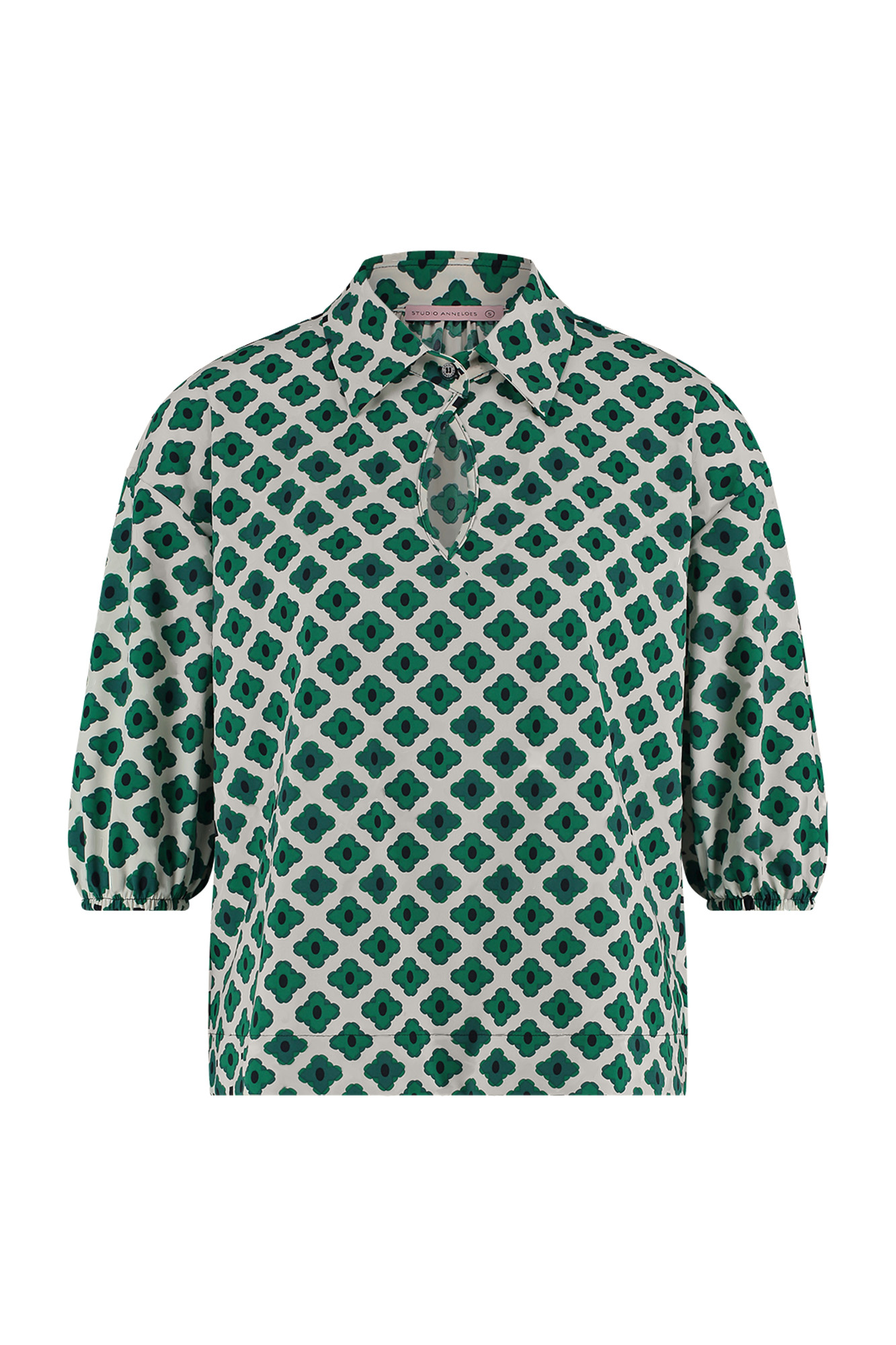 Studio Anneloes Blouse Skyler Graphic Flower Blouse  Kit Green Print