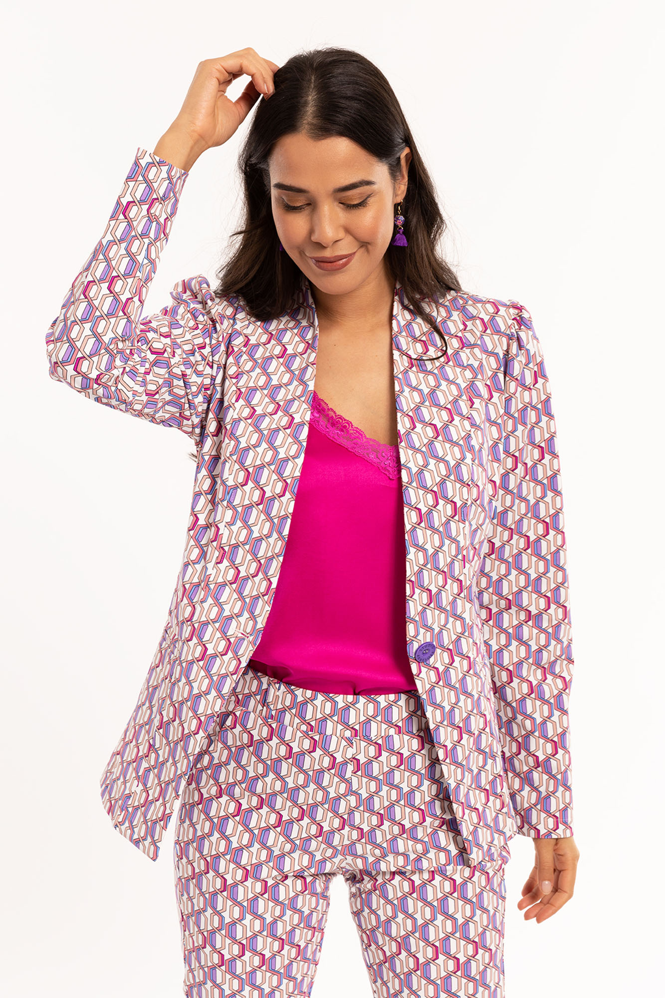 Studio Anneloes Blazer Felien Chain Lila Blush Print