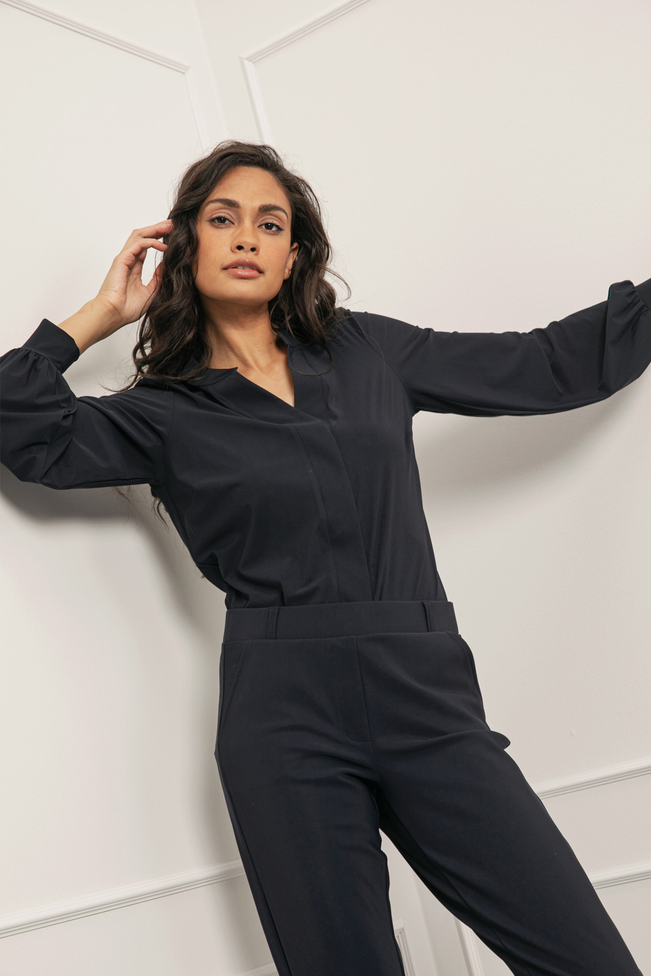 Travel Blouse Studio Anneloes Travel-Kwaliteit Moon Blouse Dark Blue Donker Blauw