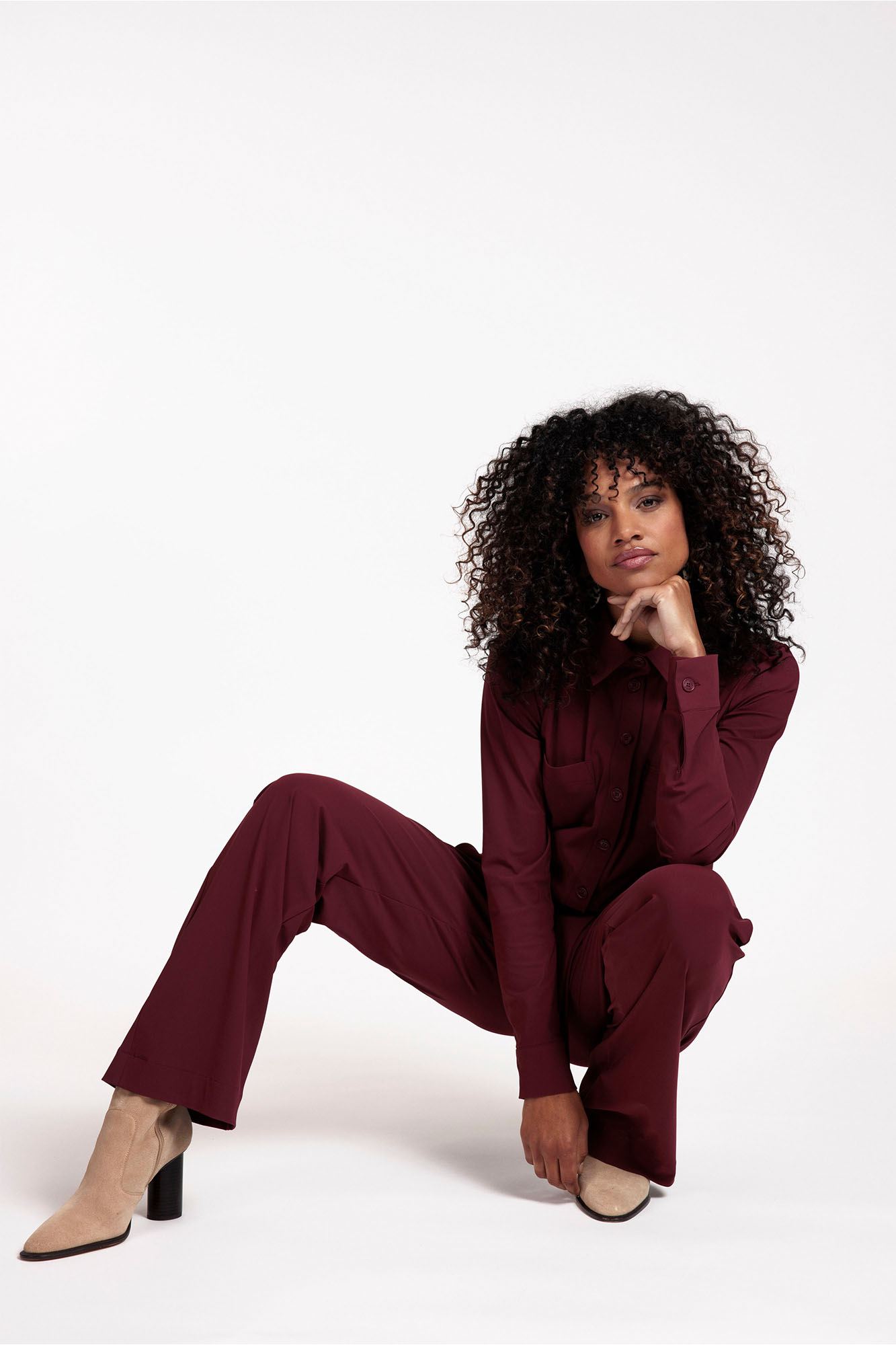 Studio Anneloes Travel Jumpsuit Angel LS Jumpsuit Bordo Bordeaux Burgundy