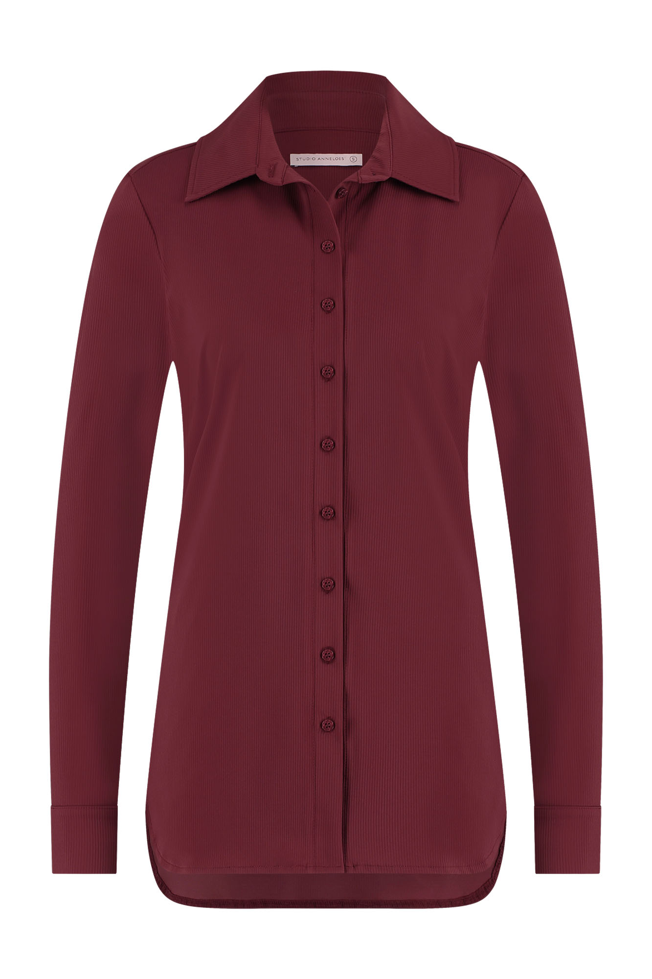 Studio Anneloes Travel Poppy Rib Blouse Bordeaux Bordo