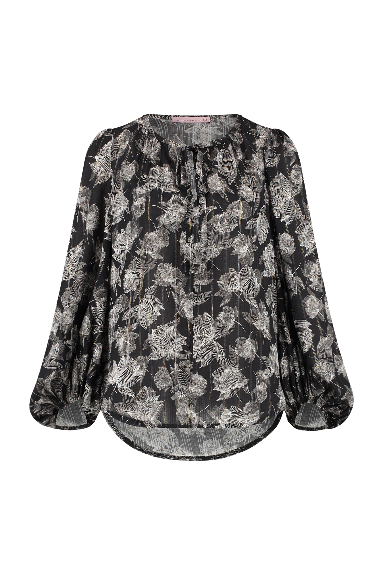 Studio Anneloes Viscose Blouse Marit Crepe Blouse Print Black Off White