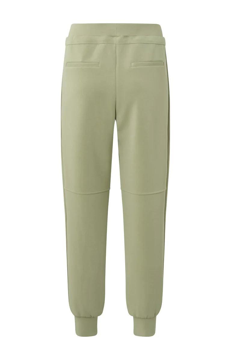 YAYA Sportieve scuba broek met zakken en elastische taille Elm Green