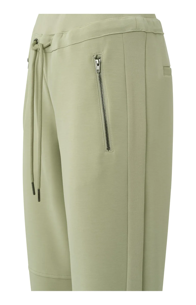 YAYA Sportieve scuba broek met zakken en elastische taille Elm Green