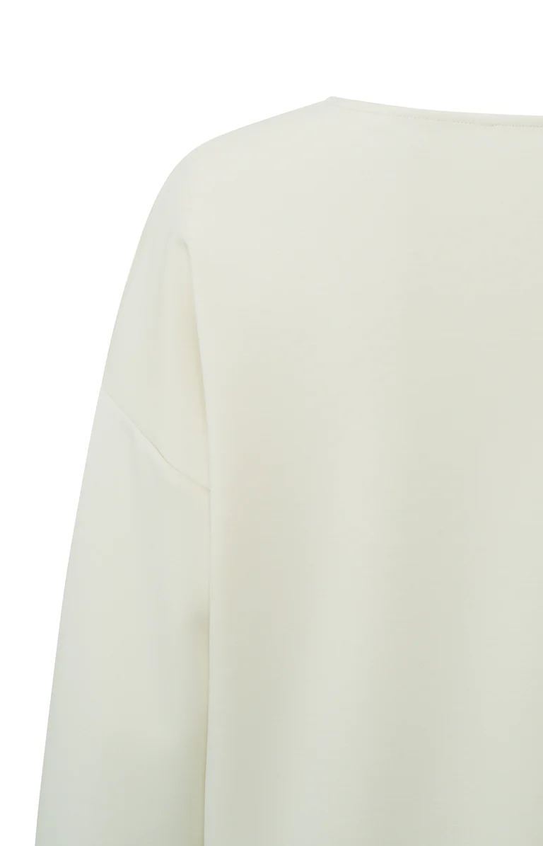 YAYA Sweatshirt Diepe V-hals Wijde fit Birch Sand