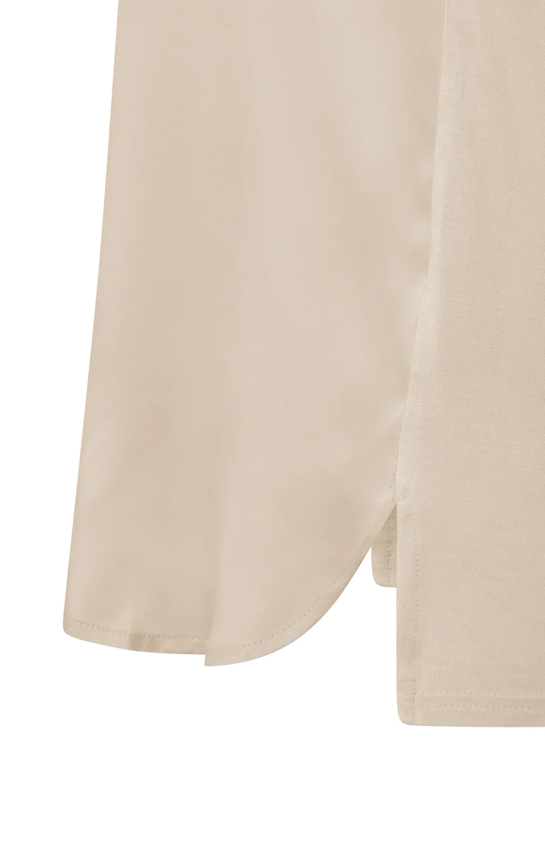 YAYA Top Ronde Hals Oxford Tan Sand