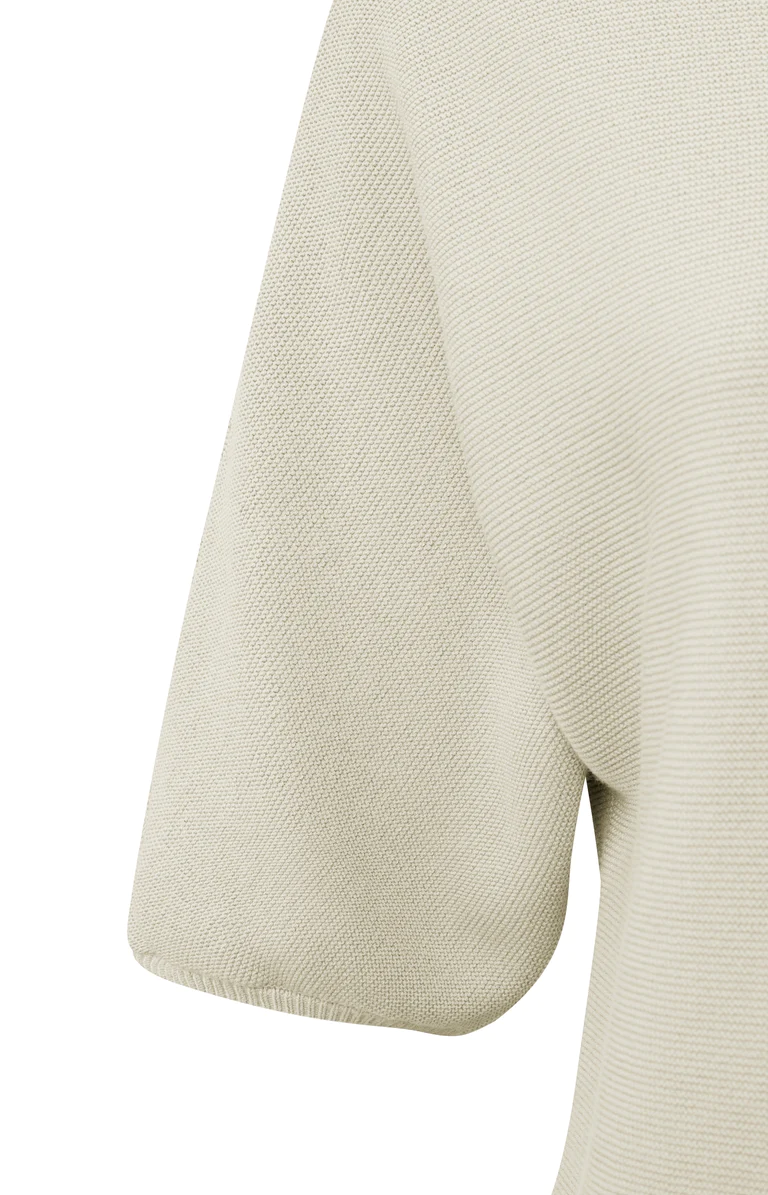 YAYA Trui met boothals, korte pofmouwen en knoopdetails op de rug Light Grey