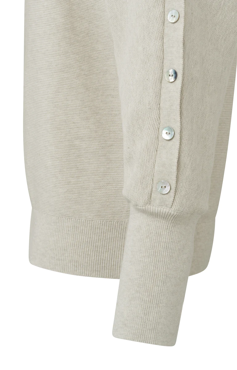 YAYA Trui met ronde hals, lange mouwen en knoopdetails op mouw Light Grey Melange