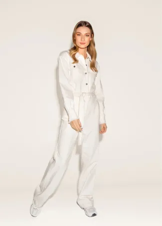 Freebird Icons Jumpsuit Armell Fringe Demin Jumpsuit Off White