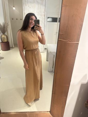 Lurex Set Rok en Top Kobalt Camel