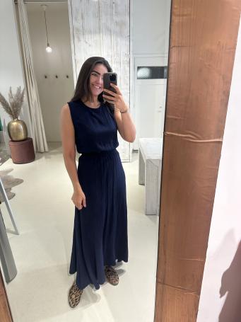 Lurex Set Rok en Top Crinkle Donker Blauw