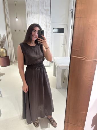 Linnen Set Rok en Top Bruin
