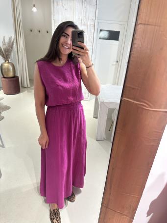 Set Rok en Top Wafel Fuschia Roze