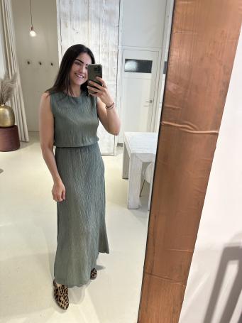 Lurex Set Rok en Top Khaki Army Groen