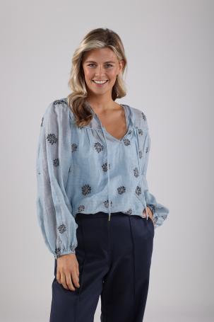 NUKUS Kaoutar Blouse Embroidery | Sky Blue