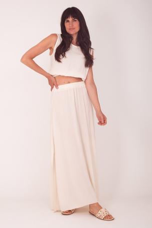 Lurex Set Rok en Top Beige