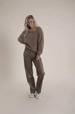 NUKUS Leatherlook Broek Jane Bruin | Jane Pants PU Brown