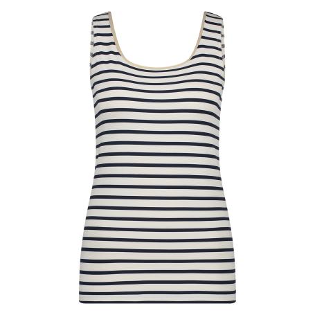 NUKUS Top Juba Singlet Stripe Off White / Navy