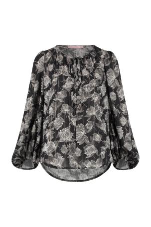 Studio Anneloes Viscose Blouse Marit Crepe Blouse Print Black Off White