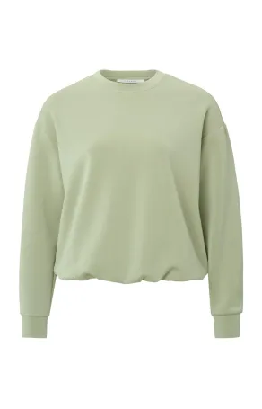 YAYA Scuba trui met ronde hals, lange mouwen en elastische taille Elm Green