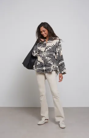 YAYA Soepelvallende Blouse Folklore Print Pumice Stone Sand Dessin