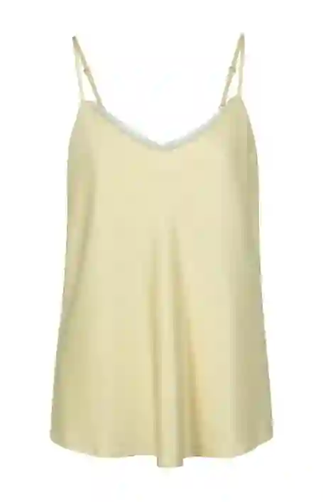 YAYA Top met spaghettibandjes Viscose Blend Kant Sea Mist Sand Zacht Geel